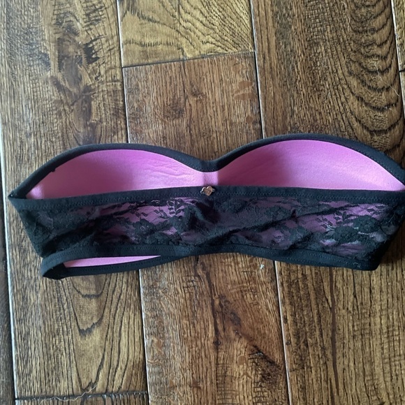 PINK By VS Black Lace Strapless Bra Size S/P - Picture 2 of 5